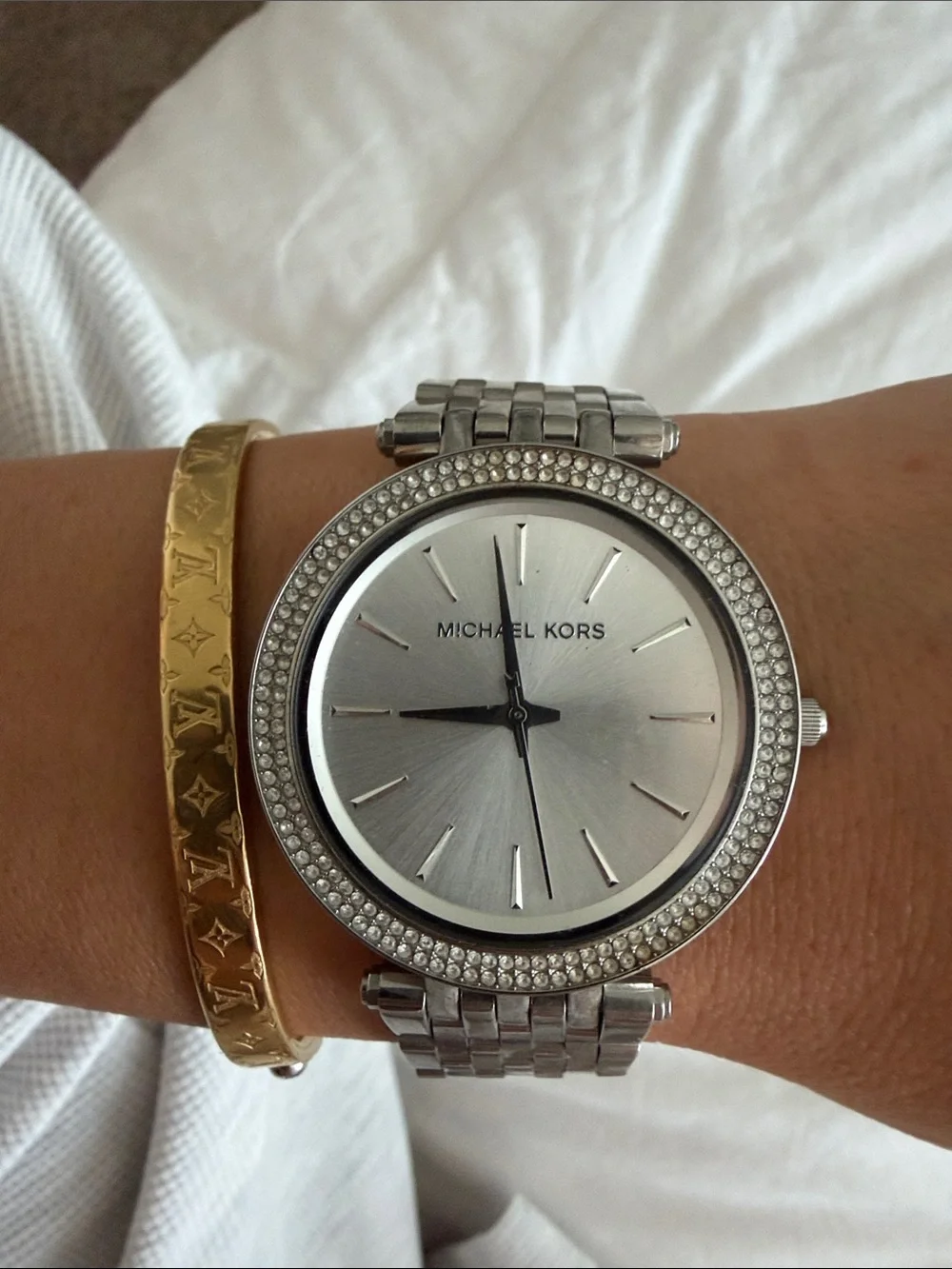 Michael Kors Silver Crystal Bezel Stainless Steel Women's Watch